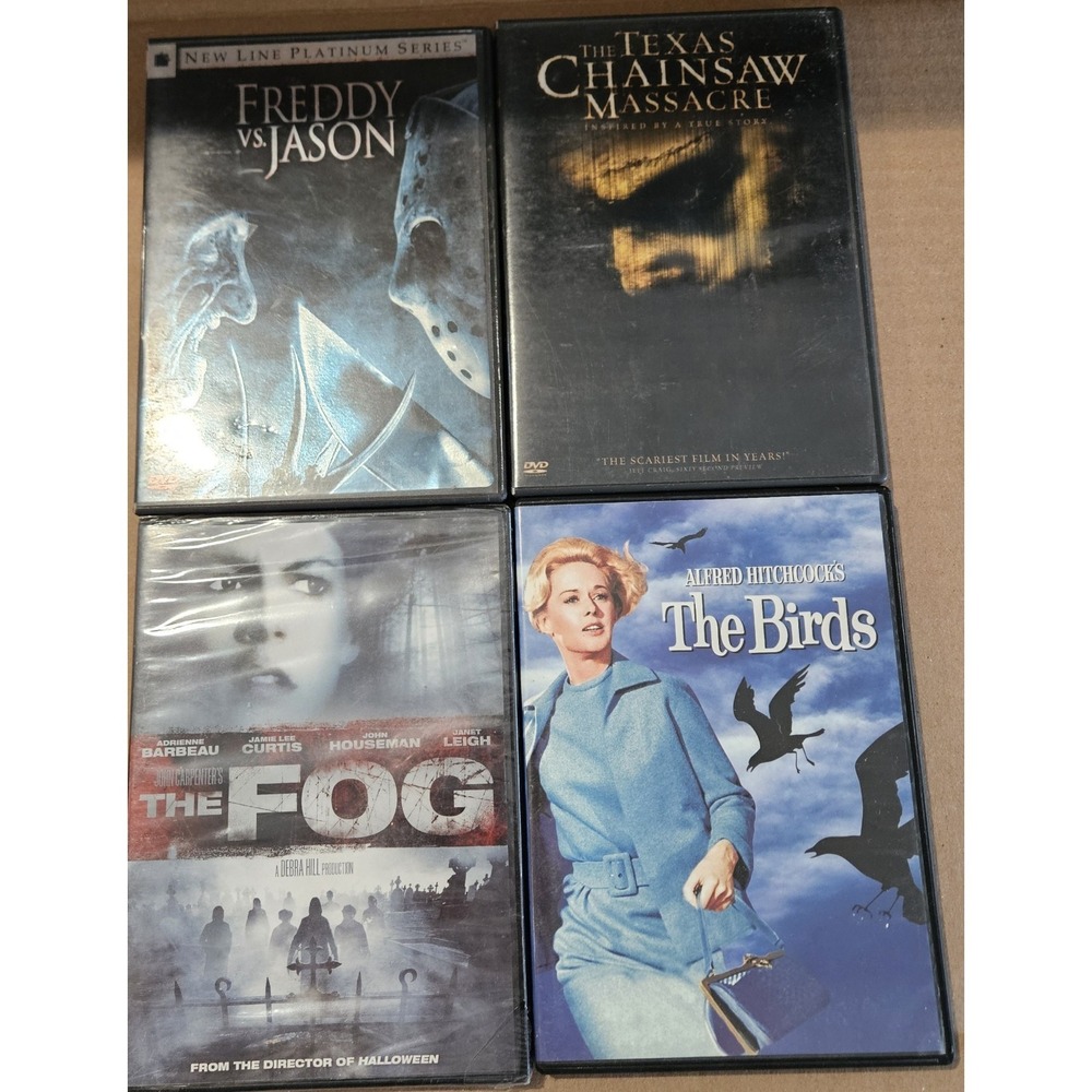 Horror DVD Lot Freddy vs Jason Texas Chainsaw Massacre The Fog The Birds